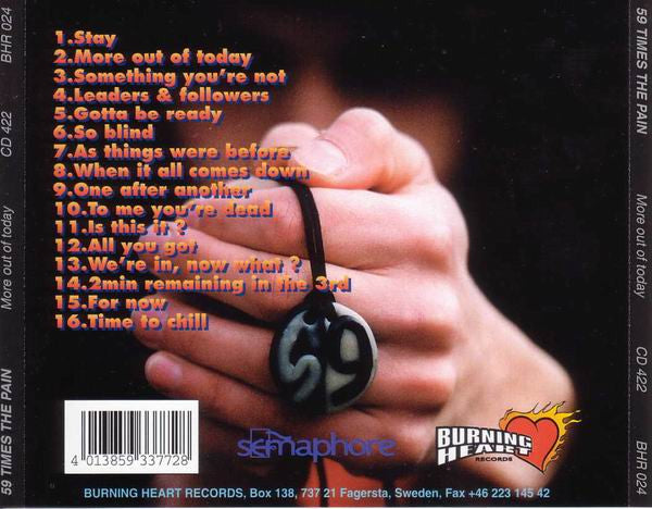 59 Times The Pain – More Out Of Today - CD - Muy Buen Estado / Very Good Condition (VG+ / M-)