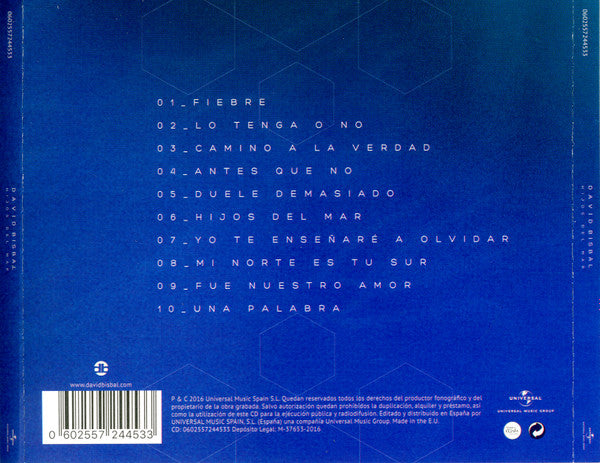 David Bisbal – Hijos Del Mar - CD - NUEVO - PRECINTADO / NEW - SEALED - DISPONIBILIDAD INMEDIATA / IMMEDIATE AVAILABILITY.
