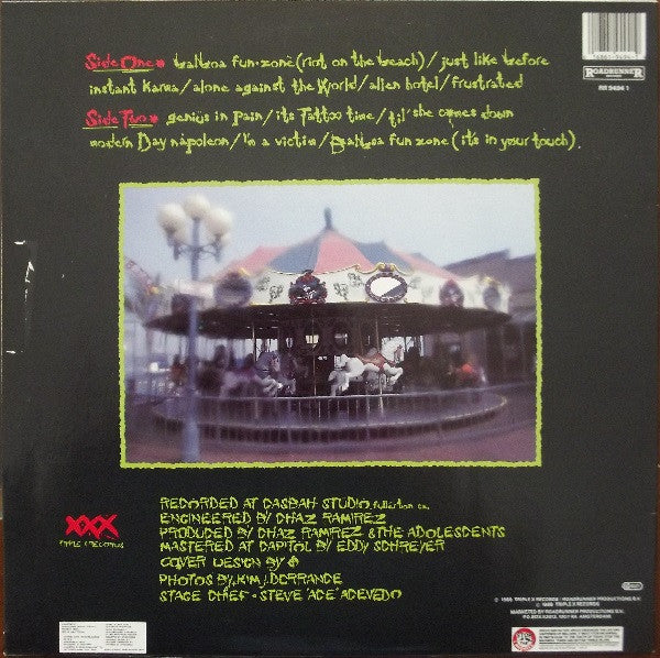 Adolescents – Balboa Fun Zone - LP - 1988 - Roadrunner Records – RR 9494 1, Triple X Records – Vinilo Muy Buen Estado (VG+) / Portada Muy Buen Estado (VG+)