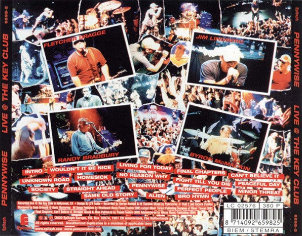 Pennywise – Live @ The Key Club - CD - 2000 - Epitaph – 6598-2