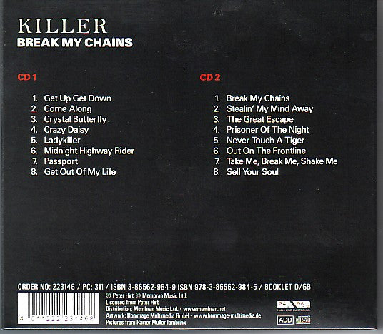 Killer – Break My Chains - 2xCD - Digipak - NUEVO - PRECINTADO / NEW - SEALED.