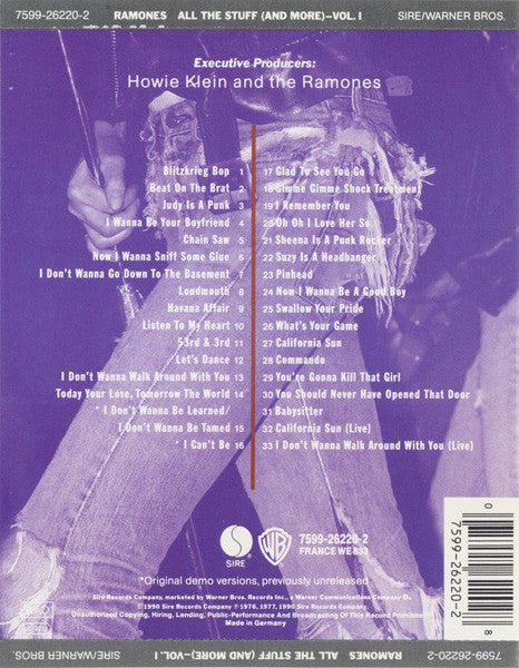 Ramones – All The Stuff (And More) - Vol. 1 - CD - 1990 - Sire – 7599-26220-2, Warner Bros. Records – 7599-26220-2 - CD Como Nuevo (M-) / Portada Como Nueva (M-)