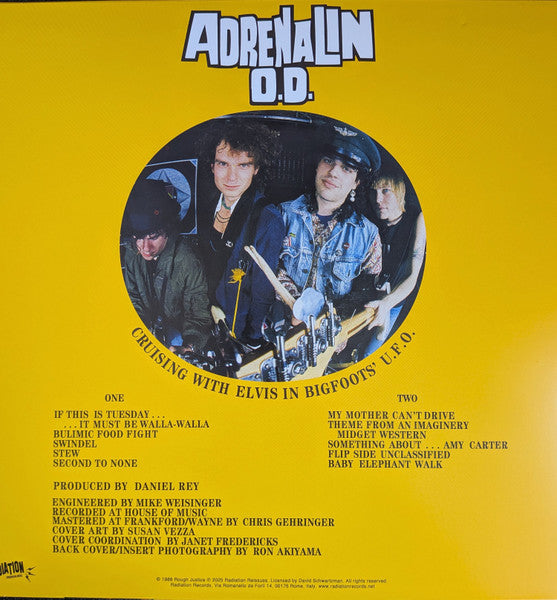 Adrenalin O.D. - Cruising with Elvis in Bigfoots’ U.F.O. (LP, Album, RE, Amarillo / Yellow)