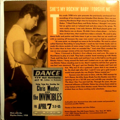 Chris Montez And The Invincibles – She's My Rockin Baby - 7" - 2001 - Norton Records – 45-093 - Como Nuevo / Like New (M- / M-)