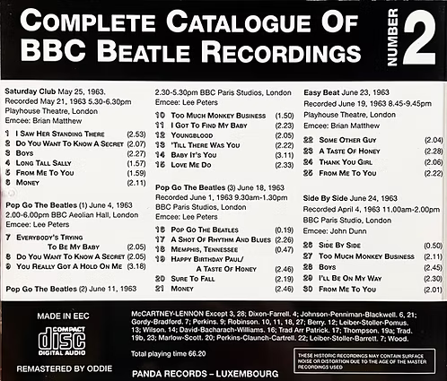 BEATLES CD Complete Catalogue Of BBC Beatles Recordings, No. 2