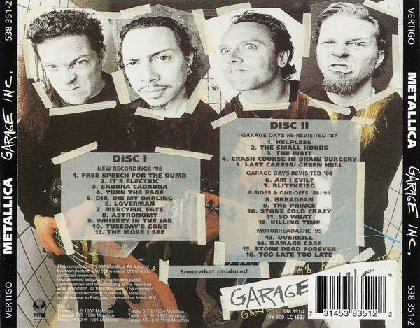 Metallica – Garage Inc. - 2xCD - CD Muy Buen Estado (VG+) / Portada Muy Buen Estado (VG+)