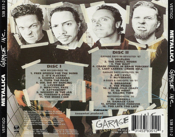 Metallica – Garage Inc. - 2xCD - USADO / USED (G+ / VG+)