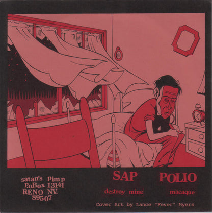 SAP / Polio – Destroy Mine / Macaque - 7" - Gray Marbled - Satans Pimp – PMP018