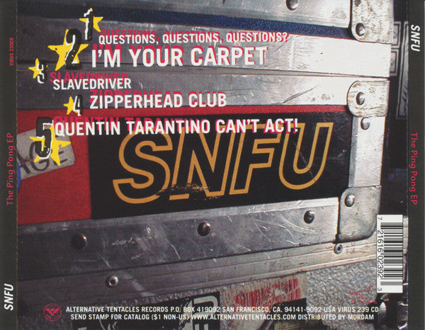 SNFU – The Ping Pong EP - CD-EP - 2000 - Alternative Tentacles Records – VIRUS 239CD - CD Como Nuevo (M-) / Portada Como Nueva (M-)