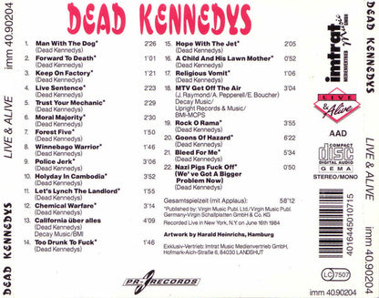 Dead Kennedys – Live & Alive - CD - 1989 - PR-RECORDS – imm 40.90204 - Como Nuevo / Like New (M-/M-)