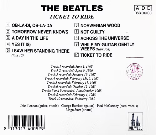 BEATLES CD Ticket To Ride