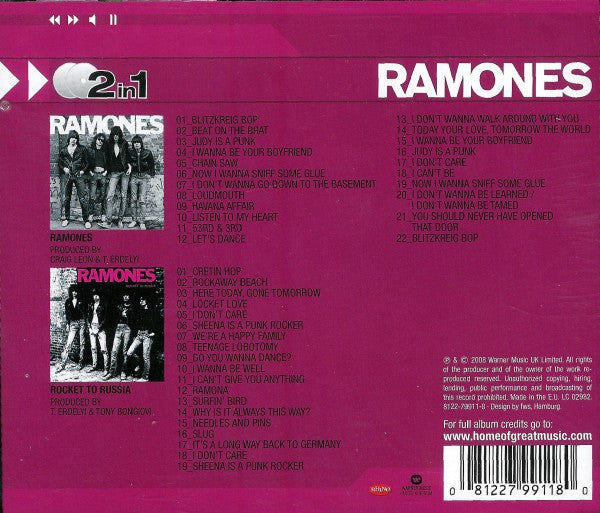 Ramones – Ramones / Rocket To Russia - 2xCD - 2008 - Rhino Records – 8122-79911-8