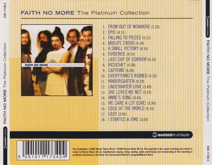 Faith No More – The Platinum Collection - CD - 2005 - Warner Strategic Marketing United Kingdom – 5101-11734-2