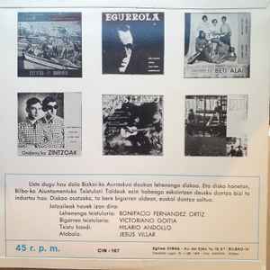 Bilbo-ko Txistulariak ‎– Bilbo-ko Txistulariak - 7" - 1970 - Cinsa ‎– CIN - 167 - Vinilo Muy Buen Estado / Portada Buen Estado (VG+/VG).