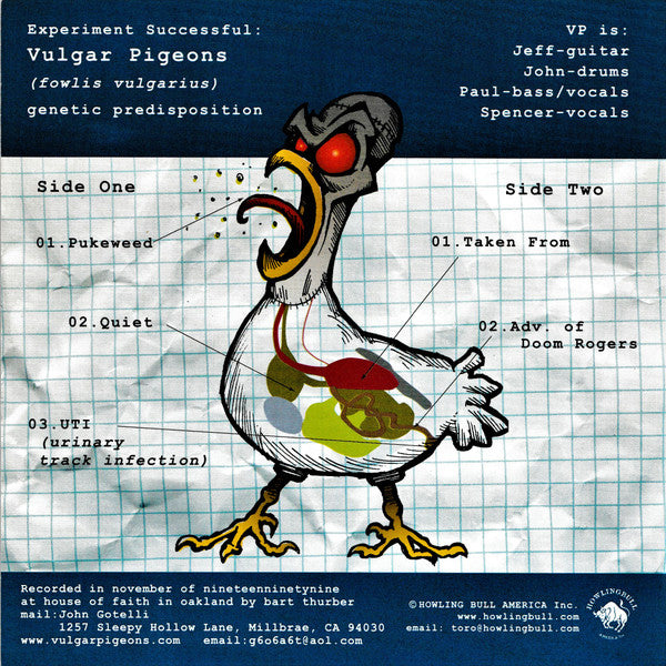 Vulgar Pigeons – Genetic Predisposition - 7" - 2000 - Howling Bull America - Vinilo Como Nuevo / Portada Como Nueva (M-/M-).