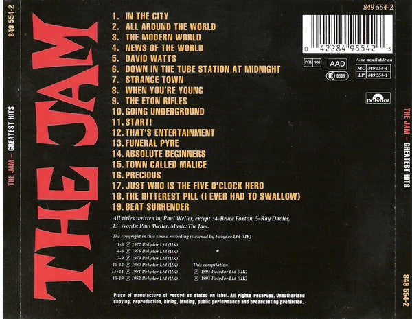 The Jam – Greatest Hits - CD - 1991 - Polydor – 849 554-2 - CD Muy Buen Estado (VG+) / Portada Como Nueva (M-)