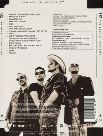 U2 – The Best Of 1990-2000 - DVD - Super Jewel Case - DVD Como Nuevo (M-) / Portada Como Nueva (M-) / Super Jewel Case Muy Buen Estado (VG+)