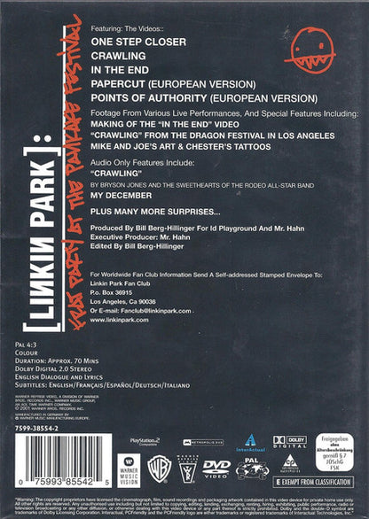 Linkin Park – Frat Party At The Pankake Festival - DVD - PAL - 2001 - Warner Bros. Records – 7599 38554-2 - DVD Como Nuevo (M-) / Portada Como Nueva (M-)