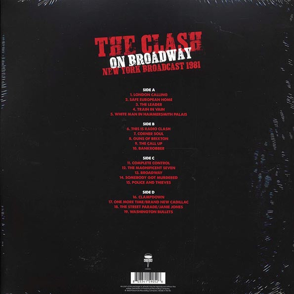The Clash – The Clash – On Broadway: New York Broadcast 1981 - 2xLP - Red - Gatedold Sleeve - Limited edition; 1000 copies made
