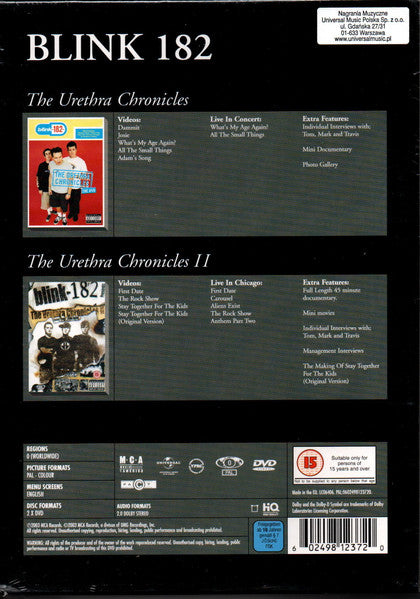 Blink-182 – The Urethra Chronicles I & II - 2xDVD - Muy Buen Estado / Very Good Condition (VG+ / VG+)