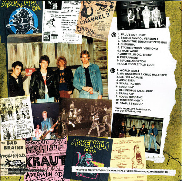 Adrenalin O.D. - The Barbeque Years (Rare & Unreleased 1982 Demos) (LP, Album, Ltd, RM)