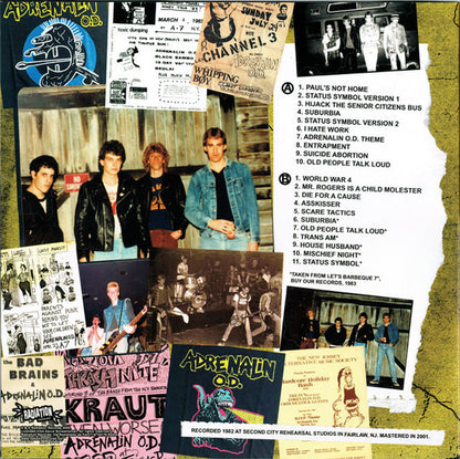 Adrenalin O.D. - The Barbeque Years (Rare & Unreleased 1982 Demos) (LP, Album, Ltd, RM)