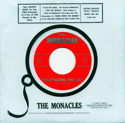 The Monacles – I Can't Win / Heartaches For Me - 7" - 2001 - Norton Records – 45-100 - Vinilo Como Nuevo / Portada Como Nueva (M-/M-)