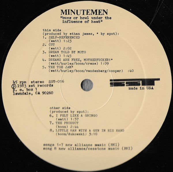 Minutemen – Buzz Or Howl Under The Influence Of Heat - LP - SST Records – SST-016 - Vinilo Muy Buen Estado / Portada Muy Buen Estado (VG+/VG+)
