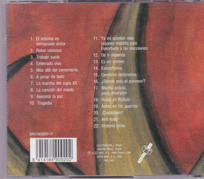 Eskorbuto ‎– El Infierno Es Demasiado Dulce - CD - 1992 - DRO ‎– 9D0920, DRO ‎– DRO/9D0920 CF - Muy Buen Estado / Very Good Condition (VG+ / VG+)