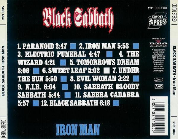 Black Sabbath – Iron Man - CD - 1992 - Ariola Express – 291 005, Ariola Express – 291 005-200