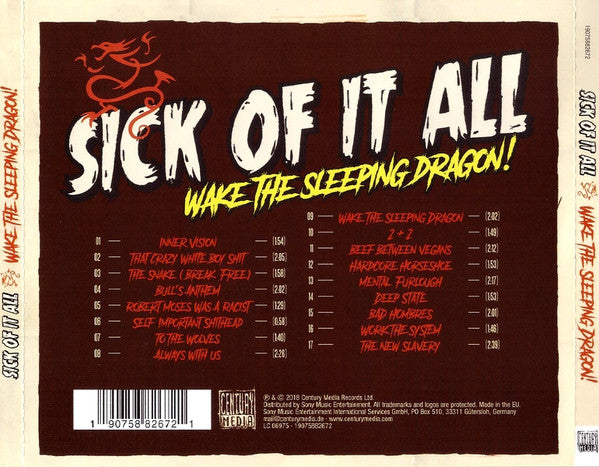 Sick Of It All – Wake The Sleeping Dragon! - CD - 2018 - Century Media – 19075882672