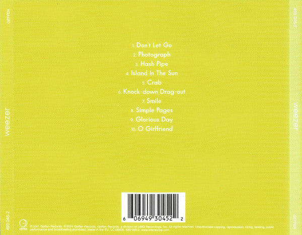 Weezer ‎– Weezer - CD - CD Como Nuevo (M-) / Portada Nueva (M)