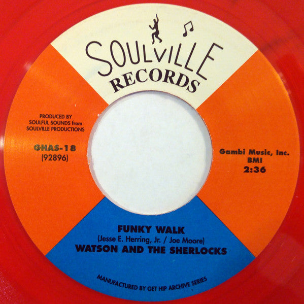 Watson And The Sherlocks ‎– Standing On The Corner / Funky Walk - 7" - Rojo / Red - 200 - Soulville Records ‎– GHAS-18 - Vinilo Como Nuevo / Portada Como Nueva (M-/M-)