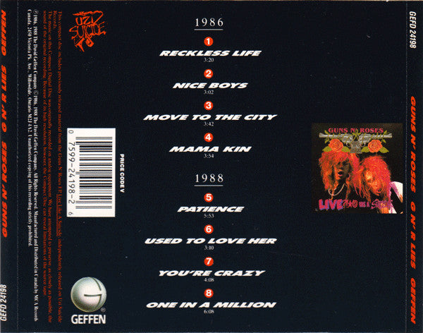 Guns N' Roses – G N' R Lies - CD - Geffen Records – GEFD 24198 - CD Muy Buen Estado (VG+) / Portada Como Nueva (M-)