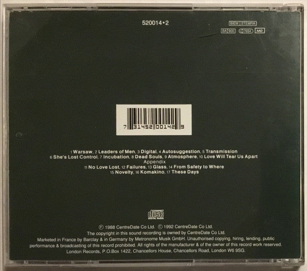 Joy Division – Substance - CD - Nuevo sin usar pero no precintado / New and unplayed but not sealed.