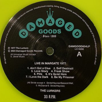 The Lurkers - Live At The Queens Hotel (Margate 23rd December 1977) (LP, Album, Amarillo / Yellow)