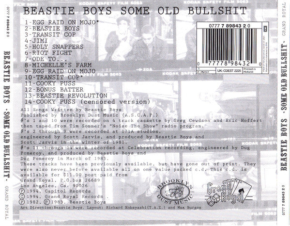 Beastie Boys – Some Old Bullshit - CD - Grand Royal – 0777 7 89843 2 0, Grand Royal – CDEST 2225