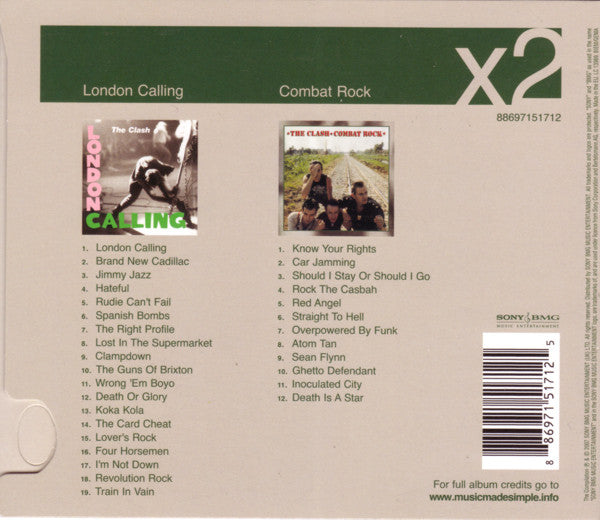 The Clash ‎– London Calling / Combat Rock - 2xCD - CD Como Nuevo (M-) / Portada Muy Buen Estado (VG+)