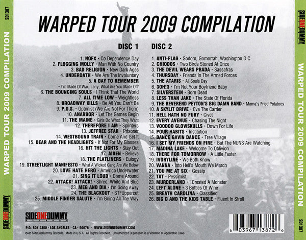 Various – Vans Warped Tour 2009 Compilation - 2xCD - 2009 - SD1387