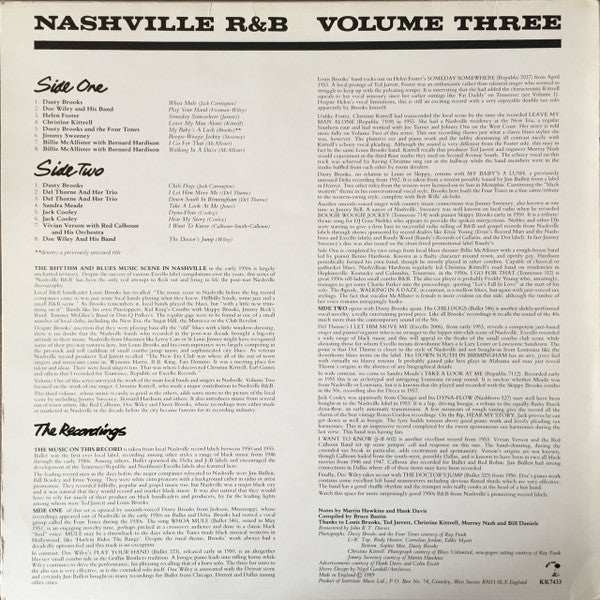 Various – Nashville R&B Volume Three - LP - 1989 - Krazy Kat – KK7433 - Muy Buen Estado / Very Good Condition (VG+ / VG+)