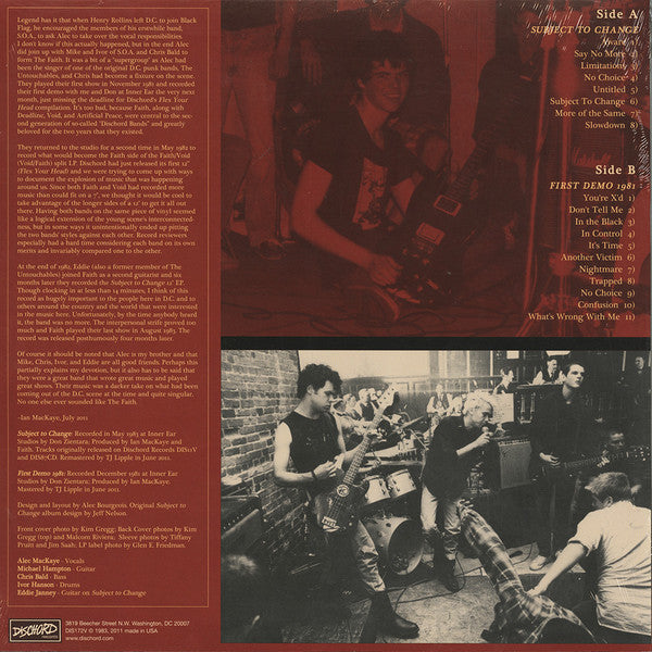 Faith - Subject To Change Plus First Demo (LP, Comp, RM, Clear)