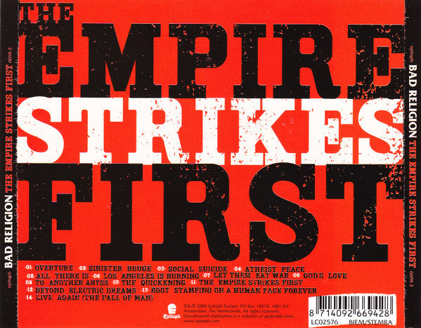 Bad Religion - The Empire Strikes First - CD - NEW – SEALED.
