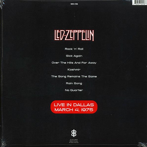 Led Zeppelin - Live In Dallas, March 4, 1975 - LP