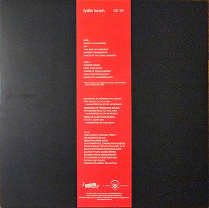 Lydia Lunch - 13.13 (LP, Album, RE, Rojo / Red)