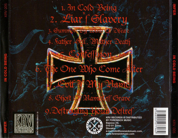 Infer – In Cold Being - CD - 2005 - KRV Records – KRV 005 - CD Muy Buen Estado / Portada Muy Buen Estado (VG+/VG+)