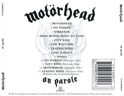 Motörhead – On Parole - CD - Parlophone – 7243 8 54794 2 7