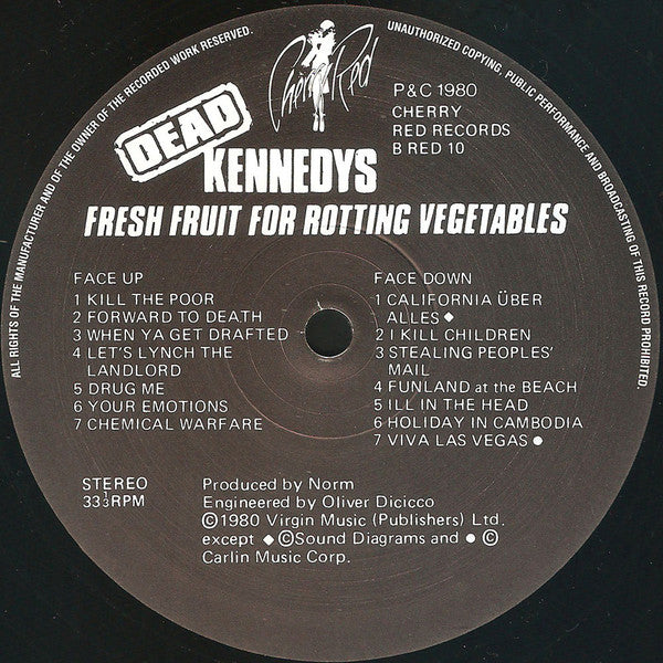 Dead Kennedys ‎– Fresh Fruit For Rotting Vegetables - LP - 1980 - Cherry Red ‎– B RED 10 - Muy Buen Estado / Very Good Condition (VG++ / VG+)