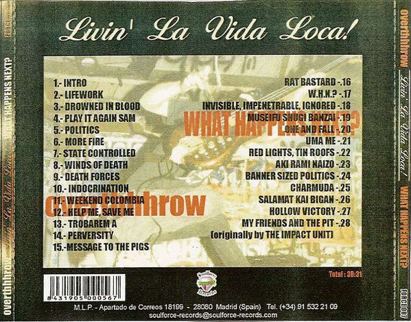 Overthhhrow / What Happens Next? – Livin' La Vida Loca! - CD - Nuevo sin usar pero no precintado / New unplayed but not sealed.