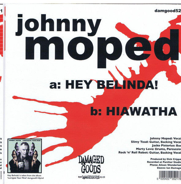 Johnny Moped - Hey Belinda! (7", Single, Ltd, Rojo / Red)