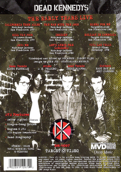 Dead Kennedys – The Early Years Live - DVD - 2001 - Target Video – DR-1097, Music Video Distributors – DR-1097